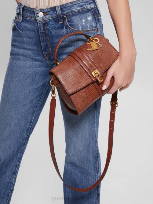 GUESS bandolera Ginevra con asa superior texturizada mujer 0P8X2825 coñac bolsas