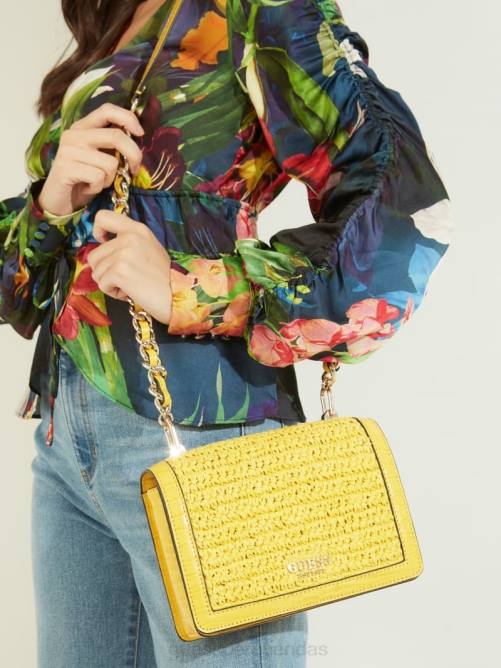 GUESS bandolera abey de paja mujer 0P8X2985 amarillo bolsas