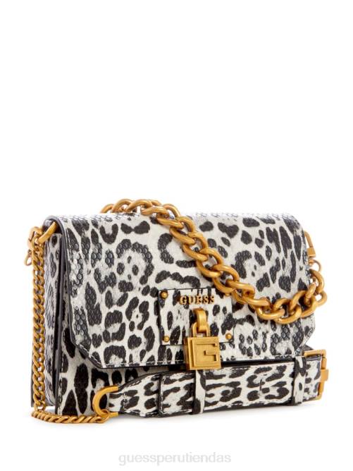 GUESS bandolera central de leopardo mujer 0P8X3325 negro con punzón bolsas