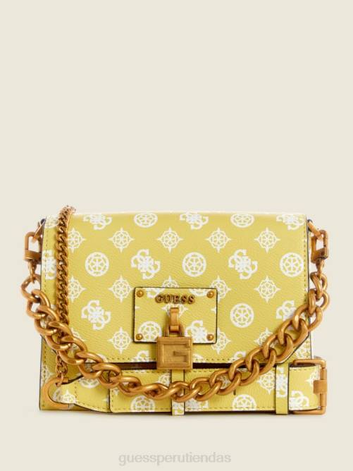 GUESS bandolera con solapa central mujer 0P8X3064 logotipo de citrino bolsas