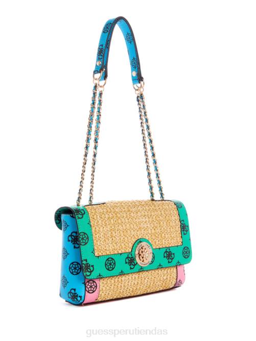 GUESS bandolera convertible con logo de rafia siempre mujer 0P8X2992 trópicos verdes múltiples bolsas