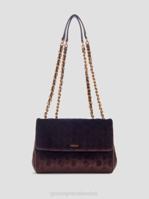 GUESS bandolera convertible de terciopelo inia mujer 0P8X2915 lavado negro del rey bolsas