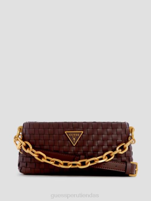 GUESS bandolera lisbet tejida mini con cremallera en la parte superior mujer 0P8X2858 caoba bolsas