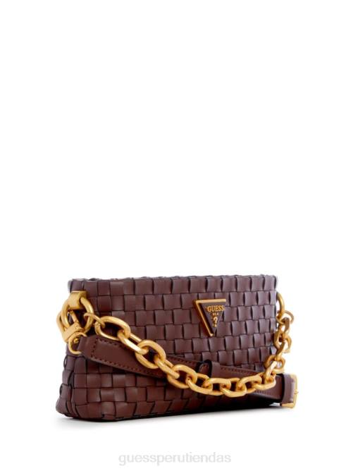 GUESS bandolera lisbet tejida mini con cremallera en la parte superior mujer 0P8X2858 caoba bolsas