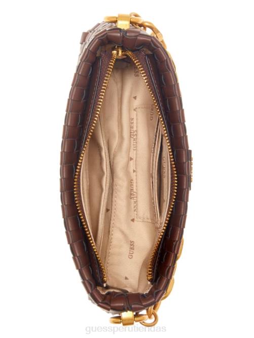 GUESS bandolera lisbet tejida mini con cremallera en la parte superior mujer 0P8X2858 caoba bolsas