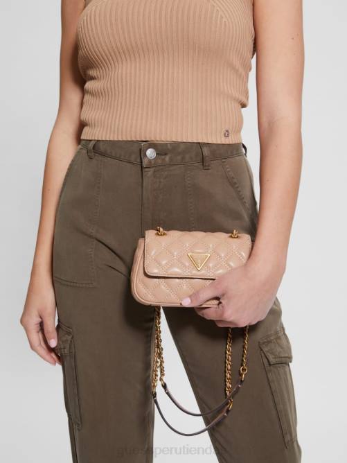 GUESS bandolera mini convertible giully mujer 0P8X2927 desbordamiento beige bolsas