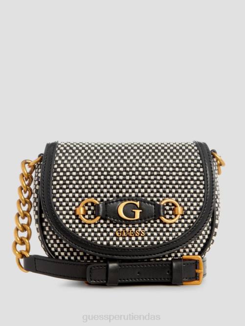 GUESS bandolera mini de rafia izzy mujer 0P8X3317 níquel negro brillante bolsas