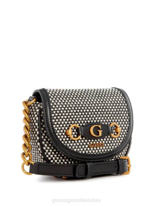 GUESS bandolera mini de rafia izzy mujer 0P8X3317 níquel negro brillante bolsas