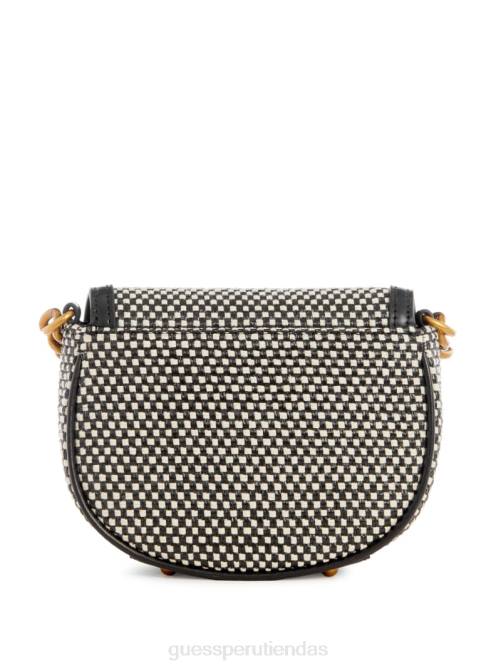 GUESS bandolera mini de rafia izzy mujer 0P8X3317 níquel negro brillante bolsas