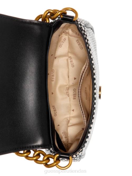 GUESS bandolera mini de rafia izzy mujer 0P8X3317 níquel negro brillante bolsas