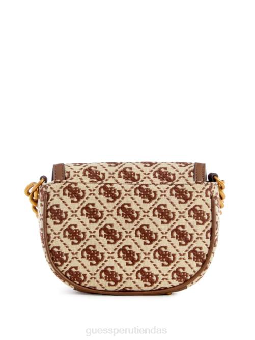 GUESS bandolera pequeña con logo Izzy en jacquard mujer 0P8X3204 marrón múltiple bolsas