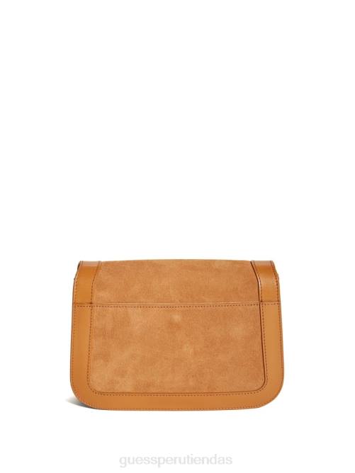 GUESS bandolera thea de cuero con mini solapa mujer 0P8X2900 coñac bolsas