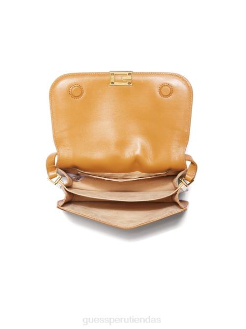 GUESS bandolera thea de cuero con mini solapa mujer 0P8X2900 coñac bolsas