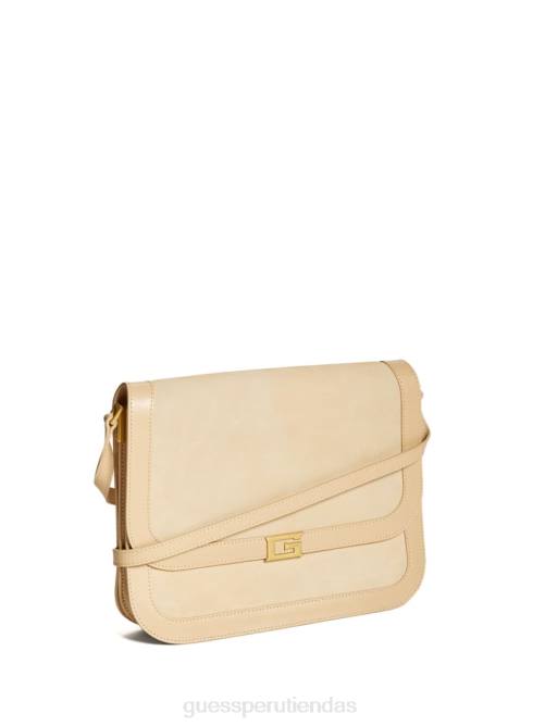 GUESS bandolera thea de piel con solapa mediana mujer 0P8X2898 desbordamiento beige bolsas