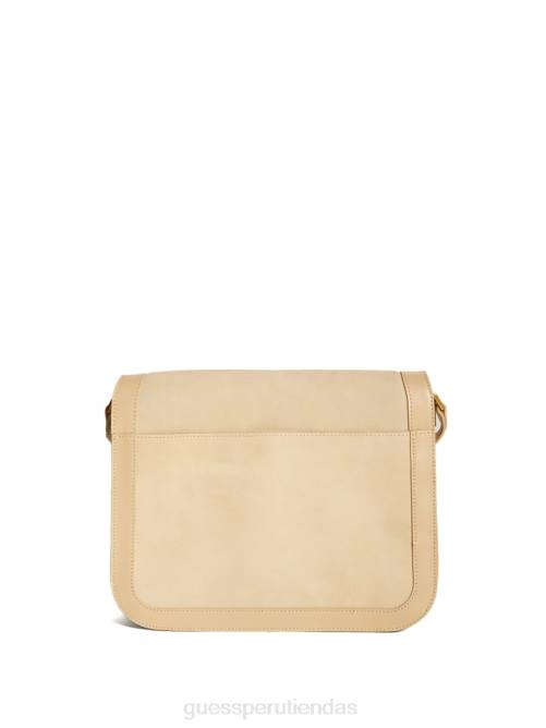 GUESS bandolera thea de piel con solapa mediana mujer 0P8X2898 desbordamiento beige bolsas