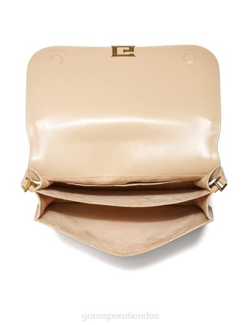 GUESS bandolera thea de piel con solapa mediana mujer 0P8X2898 desbordamiento beige bolsas