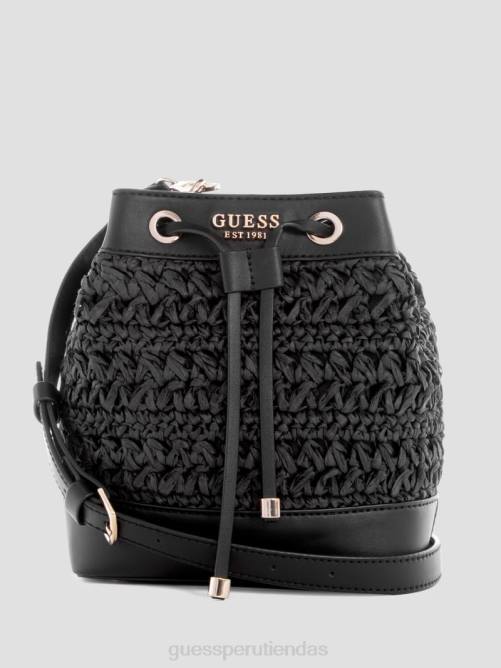 GUESS bolso bombonera de paja de crochet liguria mujer 0P8X2936 estampado floral negro bolsas