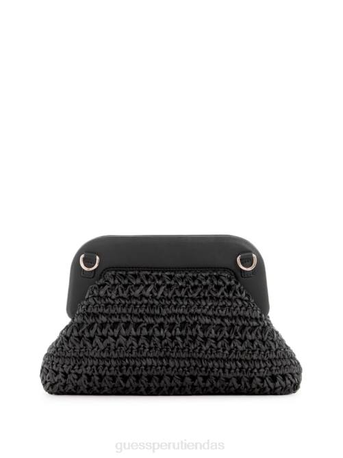 GUESS bolso de mano con marco de paja de crochet de liguria mujer 0P8X2937 estampado floral negro bolsas