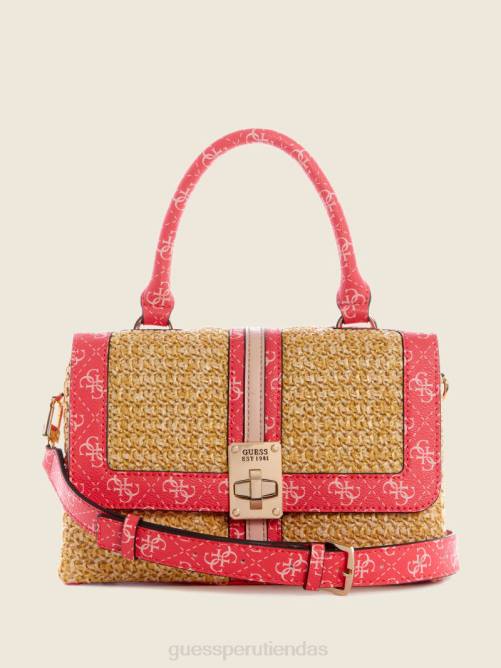 GUESS bolso satchel kasinta de rafia con asa superior mujer 0P8X2997 lavado de cali bolsas