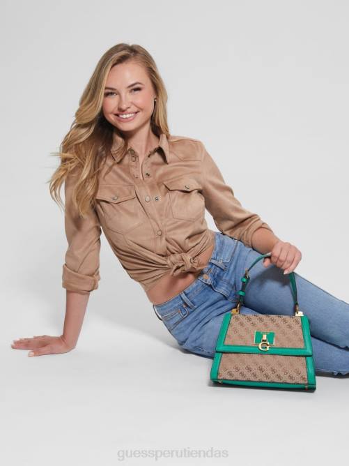 GUESS bolso stephi con asa superior y logo en jacquard mujer 0P8X2970 verde bolsas