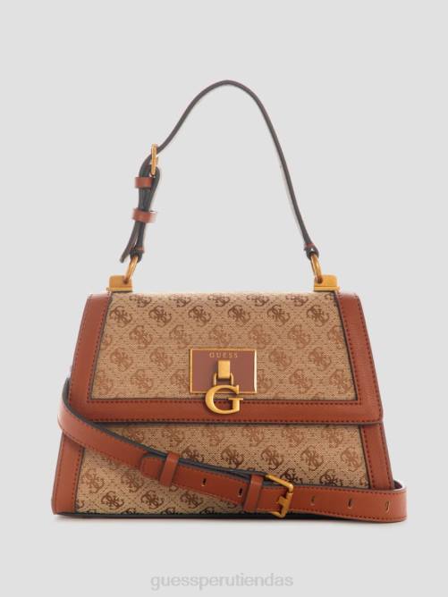 GUESS bolso stephi con asa superior y logo en jacquard mujer 0P8X2975 marrón bolsas