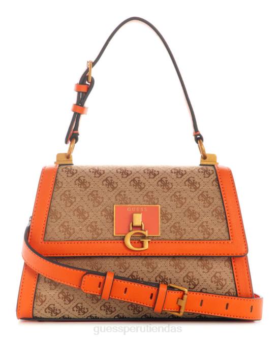 GUESS bolso stephi con asa superior y logo en jacquard mujer 0P8X2986 naranja bolsas