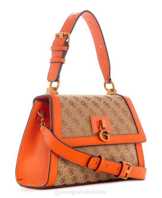 GUESS bolso stephi con asa superior y logo en jacquard mujer 0P8X2986 naranja bolsas