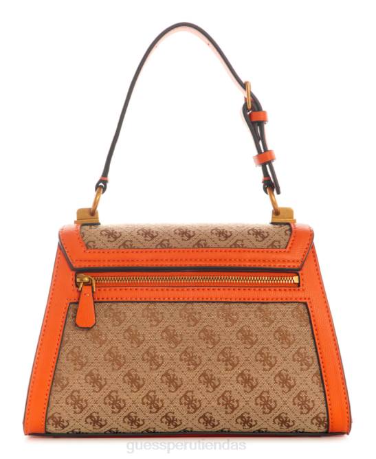GUESS bolso stephi con asa superior y logo en jacquard mujer 0P8X2986 naranja bolsas