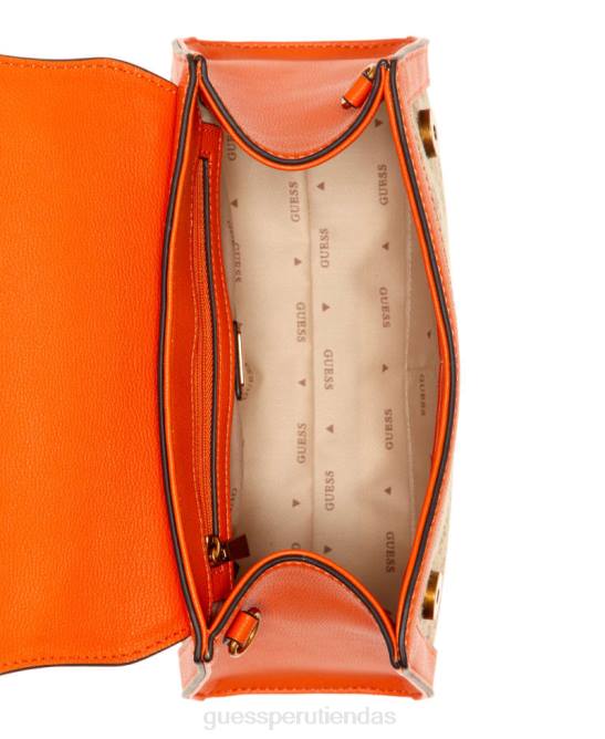 GUESS bolso stephi con asa superior y logo en jacquard mujer 0P8X2986 naranja bolsas