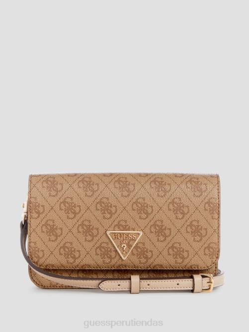 GUESS cartera organizadora tipo bandolera noelle quattro g mujer 0P8X3152 logotipo de café con leche bolsas