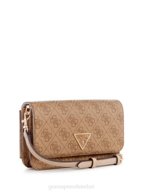 GUESS cartera organizadora tipo bandolera noelle quattro g mujer 0P8X3152 logotipo de café con leche bolsas