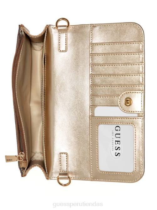 GUESS cartera organizadora tipo bandolera noelle quattro g mujer 0P8X3152 logotipo de café con leche bolsas