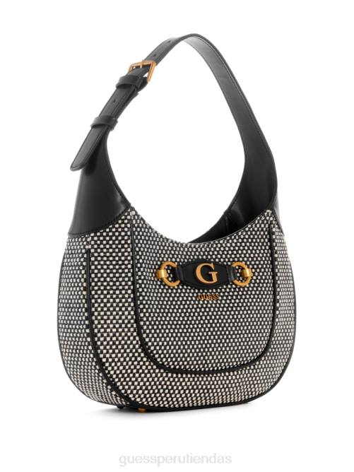 GUESS bolso hobo izzy de rafia mujer 0P8X3044 níquel negro brillante bolsas