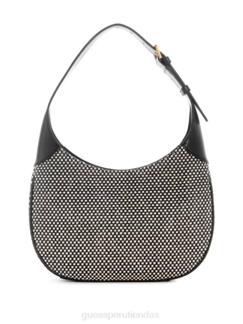 GUESS bolso hobo izzy de rafia mujer 0P8X3044 níquel negro brillante bolsas