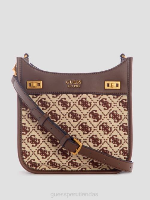 GUESS bolso hobo katey mini en jacquard mujer 0P8X2783 marrón múltiple bolsas