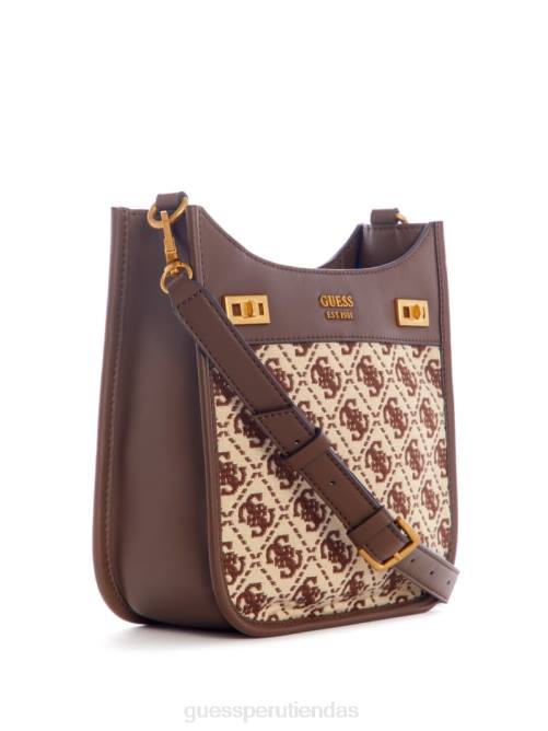 GUESS bolso hobo katey mini en jacquard mujer 0P8X2783 marrón múltiple bolsas