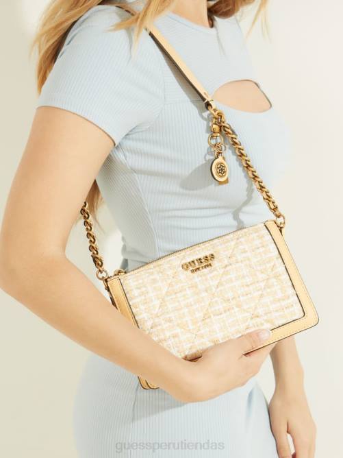 GUESS bolso de hombro abey de tweed con múltiples compartimentos mujer 0P8X2969 amarillo claro/pastel bolsas