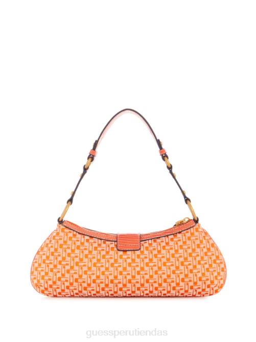 GUESS bolso de hombro belle vintage con cremallera en la parte superior mujer 0P8X3001 logotipo naranja bolsas