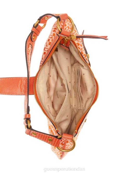 GUESS bolso de hombro belle vintage con cremallera en la parte superior mujer 0P8X3001 logotipo naranja bolsas