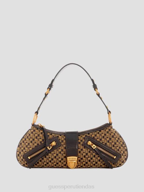 GUESS bolso de hombro belle vintage con cremallera en la parte superior mujer 0P8X3041 marrón múltiple bolsas