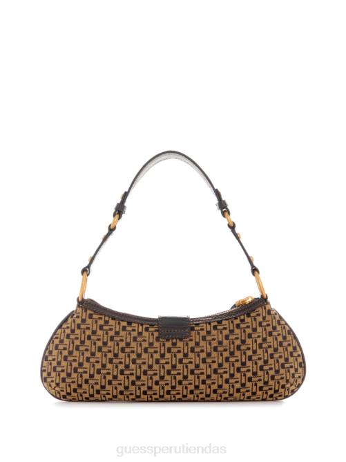 GUESS bolso de hombro belle vintage con cremallera en la parte superior mujer 0P8X3041 marrón múltiple bolsas