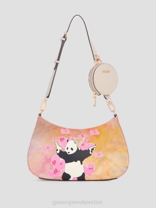 GUESS bolso de hombro con diseño de panda y graffiti mujer 0P8X3050 lavado de portland bolsas
