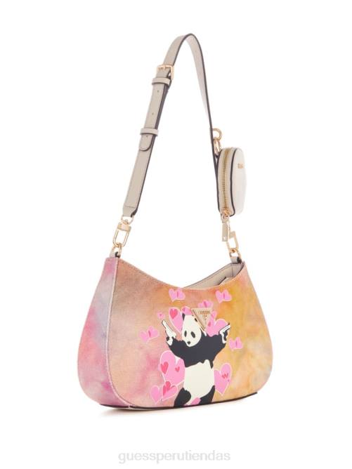 GUESS bolso de hombro con diseño de panda y graffiti mujer 0P8X3050 lavado de portland bolsas