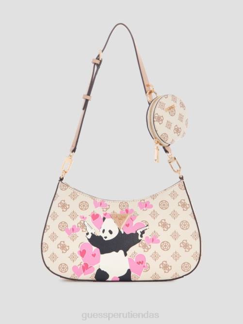 GUESS bolso de hombro con diseño de panda y graffiti mujer 0P8X3055 lavado del cargador bolsas
