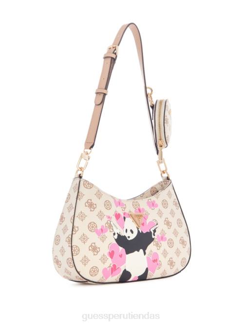 GUESS bolso de hombro con diseño de panda y graffiti mujer 0P8X3055 lavado del cargador bolsas