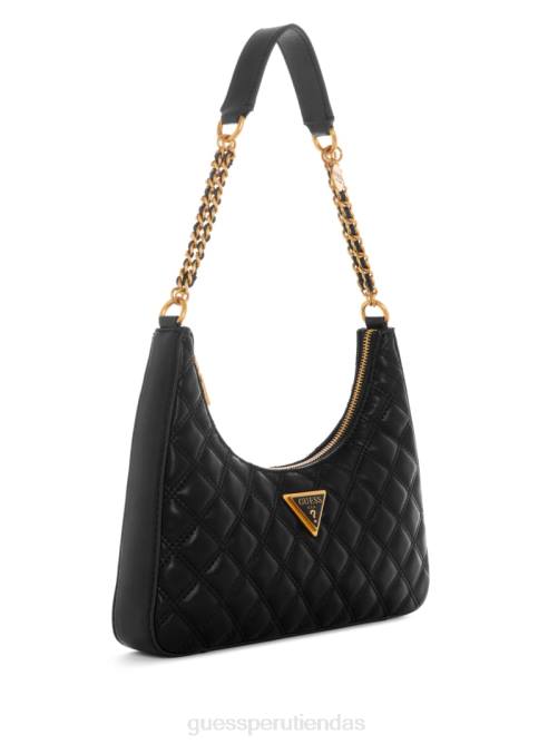 GUESS bolso de hombro giully con cierre superior mujer 0P8X3017 estampado floral negro bolsas