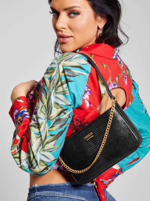 GUESS bolso de hombro katey mini con diseño de lagarto mujer 0P8X3013 estampado floral negro bolsas