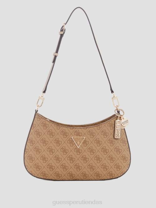 GUESS bolso de hombro noelle quattro g mujer 0P8X3010 logotipo de café con leche bolsas