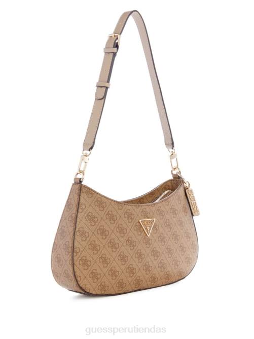 GUESS bolso de hombro noelle quattro g mujer 0P8X3010 logotipo de café con leche bolsas