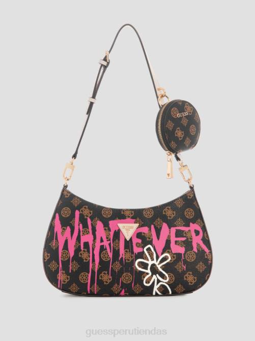 GUESS cualquier bolso de hombro de graffiti art mujer 0P8X3043 820 melón bolsas